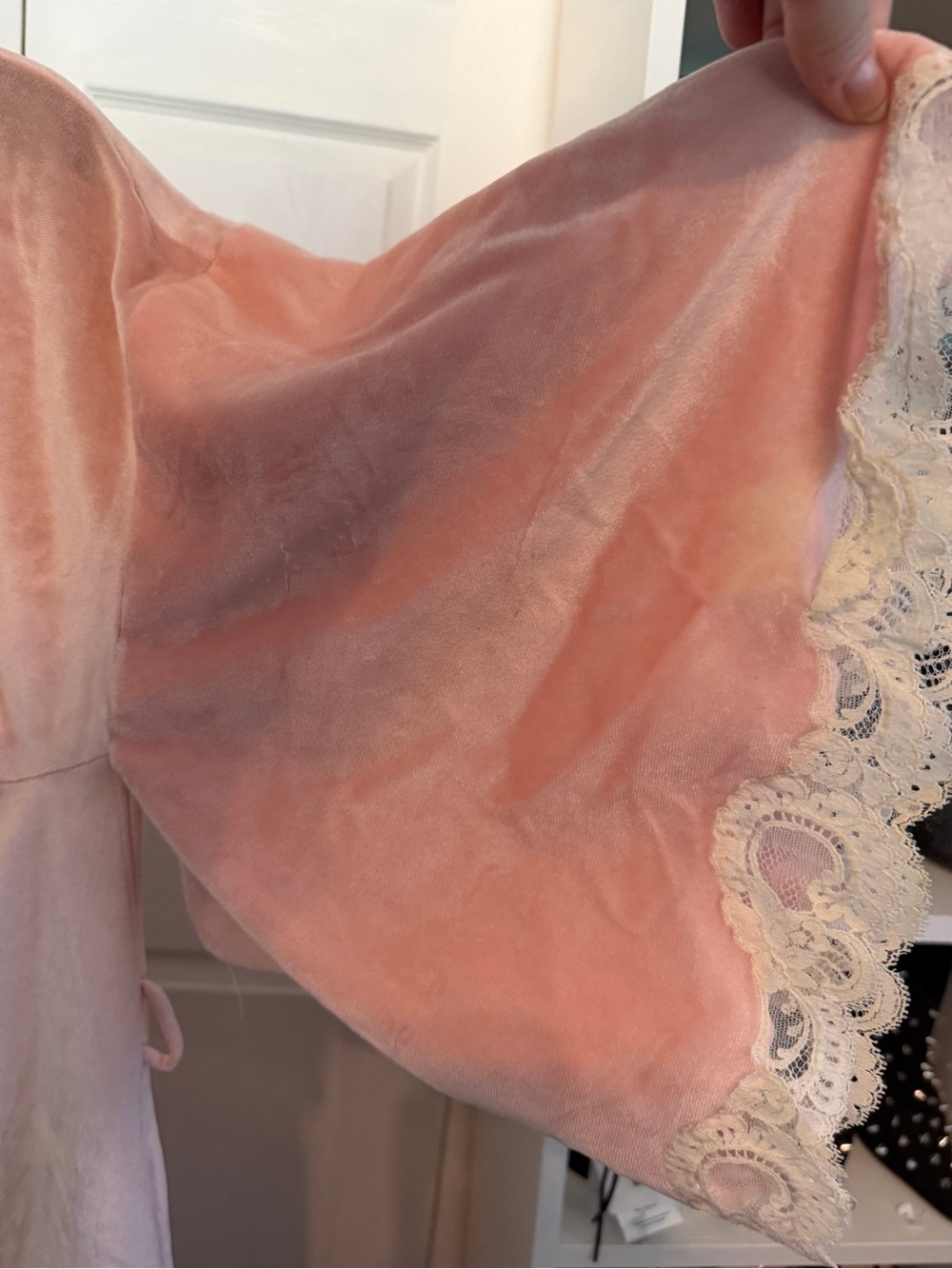 Vintage Christian Dior Pink Lace-Trim Kimono Robe M - Picture 4 of 15